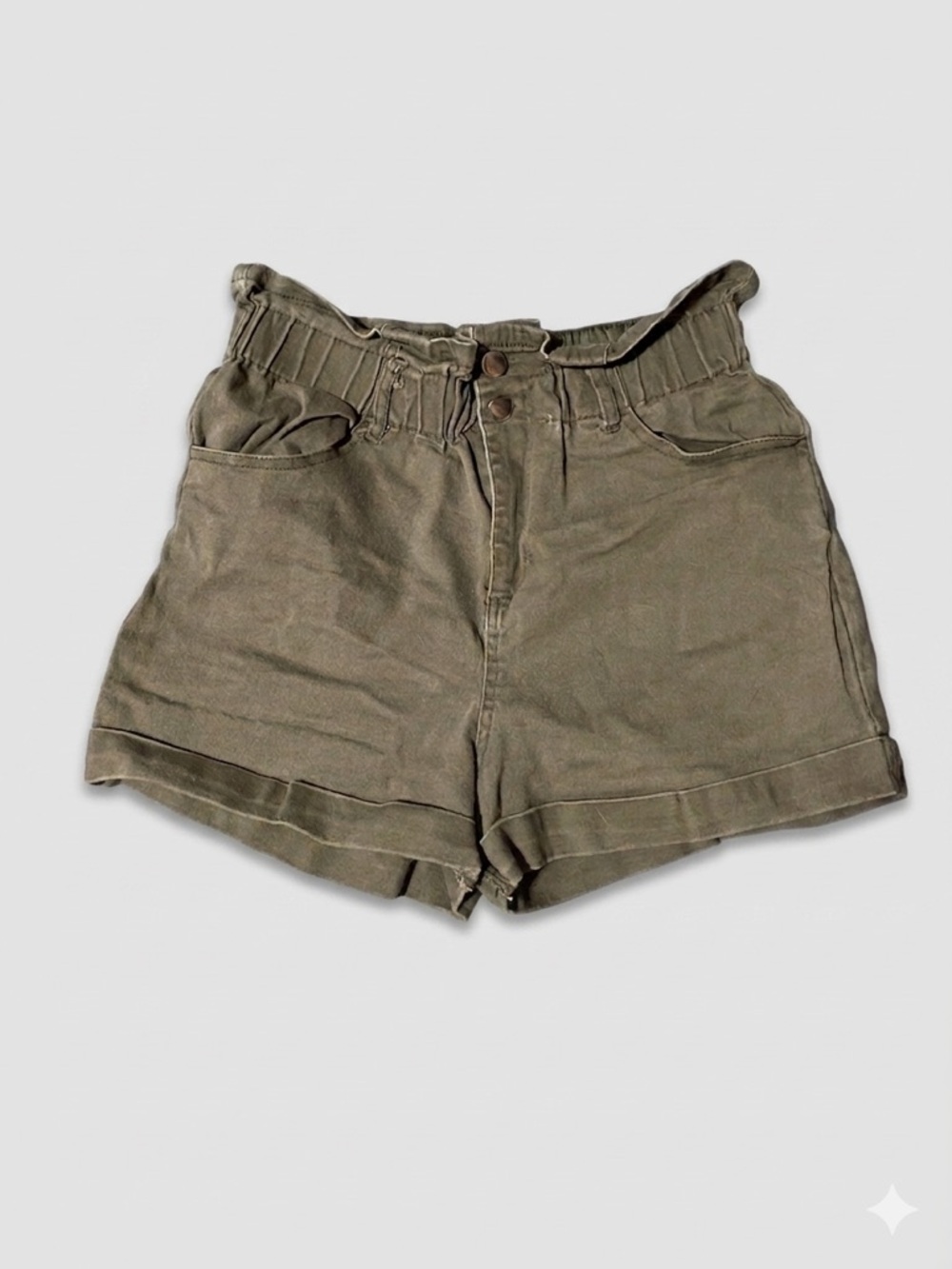 Paperbag Waist Olive High-Rise Jean Shorts